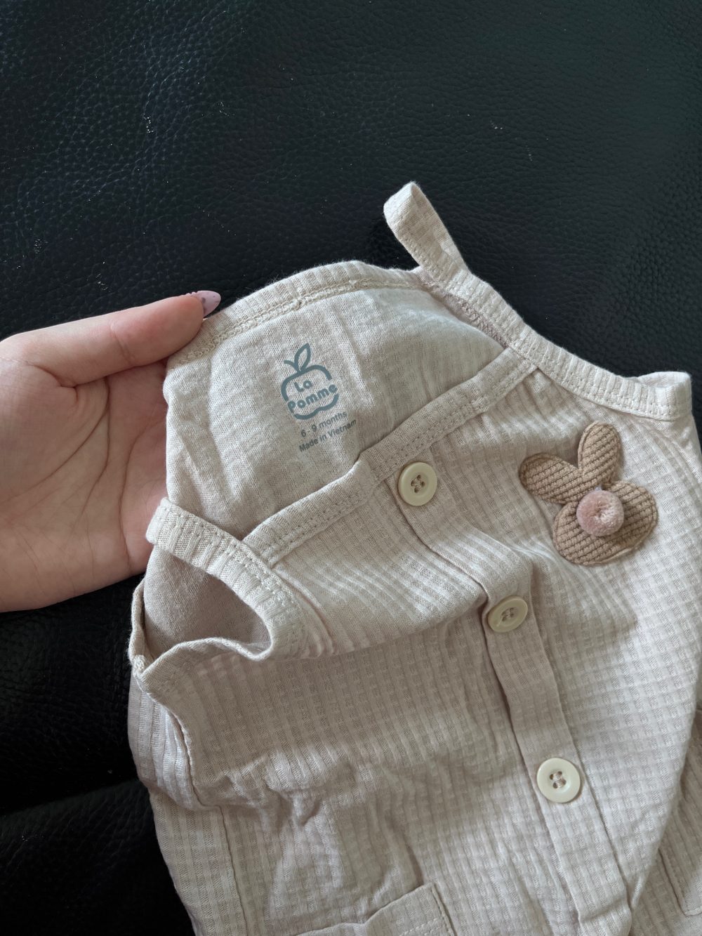 Bộ yếm rời kèm áo cộc tay La Pomme màu nâu (size 6→9m) - Ảnh 5
