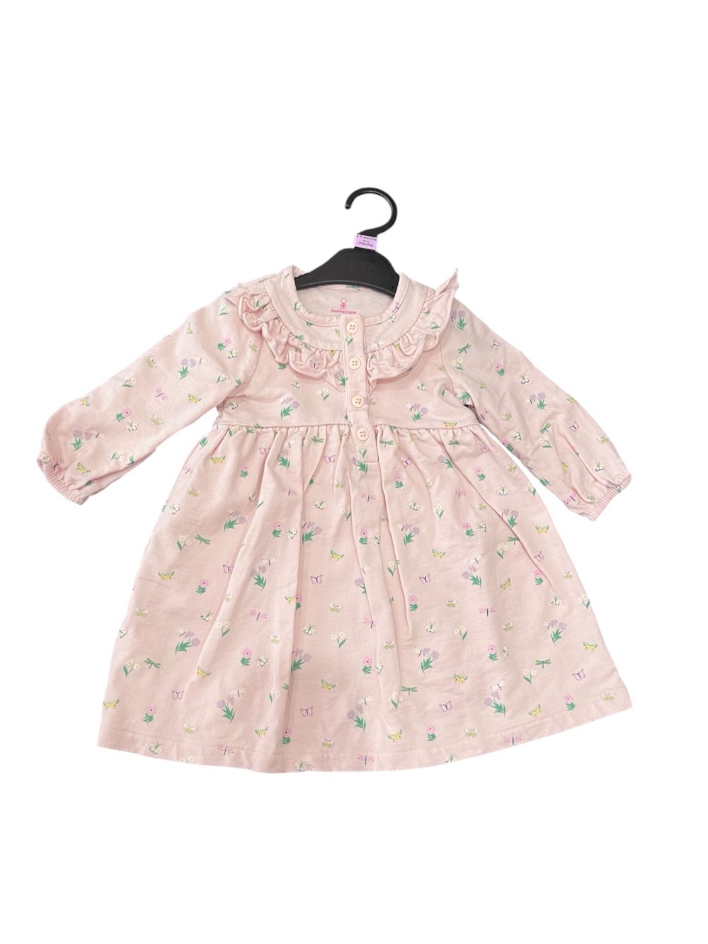 0d90ceeca1dd4b85ae30ee510e433158 Đầm dài tay Mothercare in họa tiết màu hồng (6→9m) - Ảnh 1