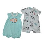 Set 2 bộ bodysuit Ralph Lauren và Obaibi màu xanh, trắng (size: 12m)