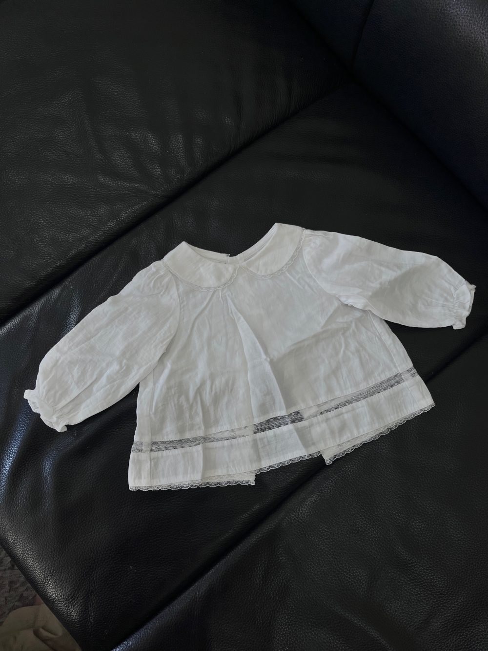 Set áo phối ren trắng, quần bí màu xám Nous Petit à petit (size 6m) - Ảnh 18