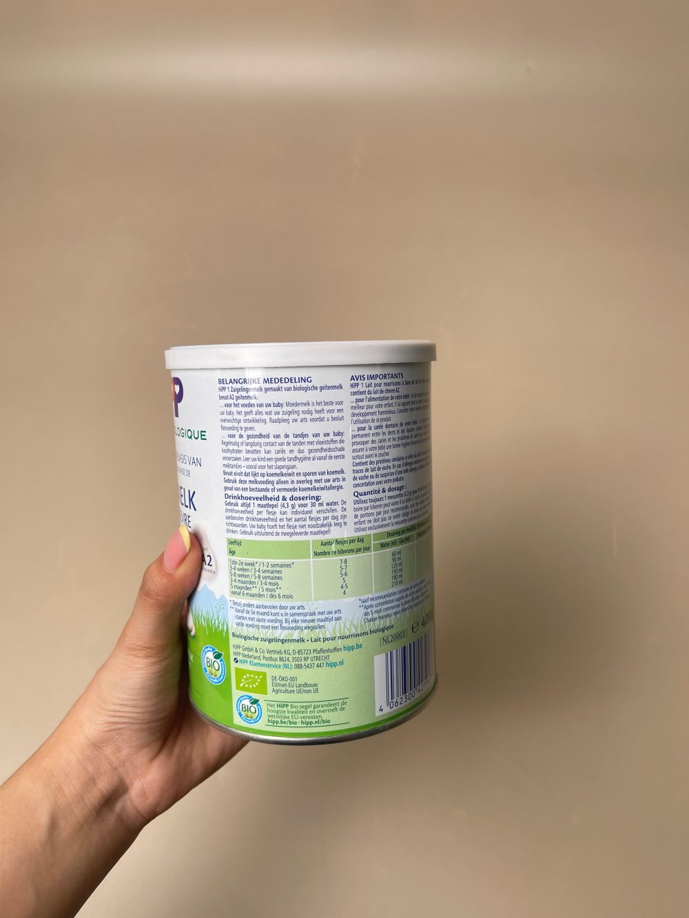 Sữa dê HiPP Organic số 1 - seal VNQ (400g, Date: 02/09/2027, 0->6m) - Ảnh 4