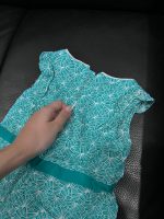 Set áo dài hồng phối quần lụa xanh tặng kèm bodysuit Obaibi màu xanh (size: 9→12m) - Ảnh 2