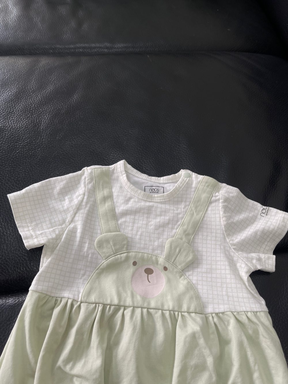 Set 2 bodysuit cộc tay xanh lá, caro Nous (Size: 0->3m) - Ảnh 2