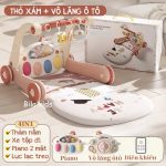 Thảm nhạc kiêm xe tập đi thỏ hồng 4in1 + điều khiển (fullbox, mới 100%) - Ảnh 5