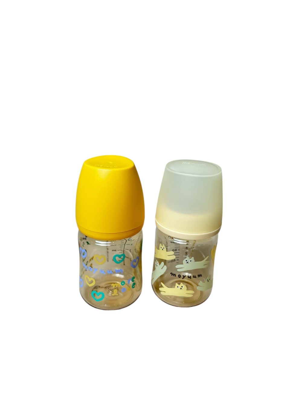 Set 2 bình sữa moyuum hoạ tiết mèo, trái tim 160ml ( size: 1/2) - Ảnh 1