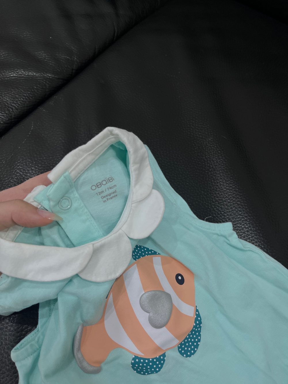 Set 2 bộ bodysuit Ralph Lauren và Obaibi màu xanh, trắng (size: 12m) - Ảnh 9