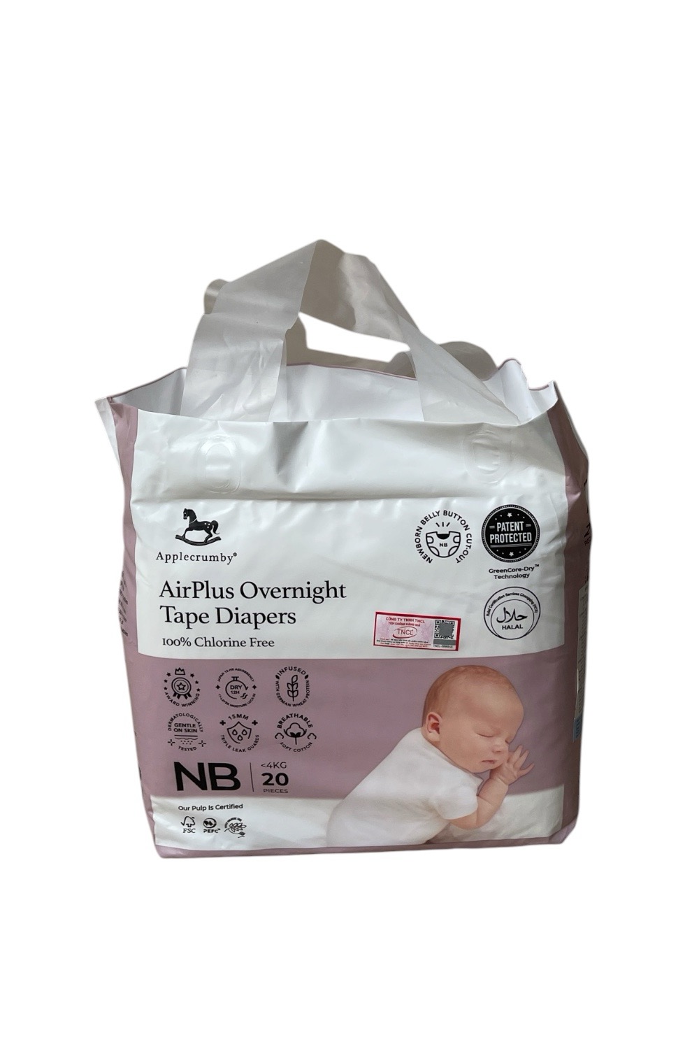 217d8fe7f9154f369ba594283535783f Tã dán đêm Applecrumby AirPlus Overnight Tape Size NB (size: dưới 4kg) - Ảnh 1