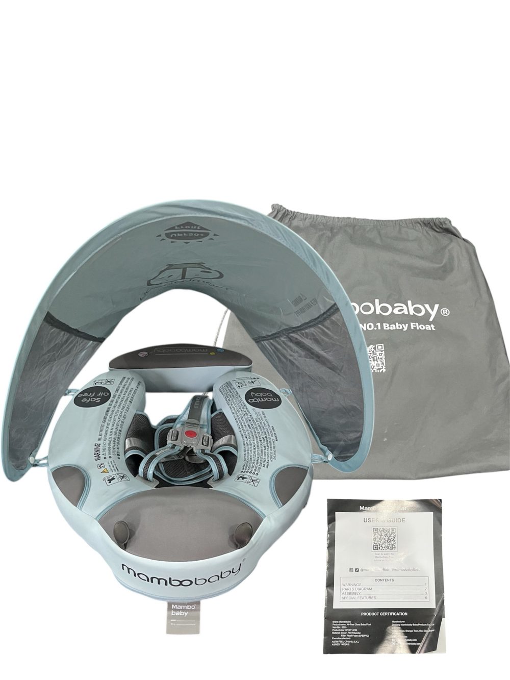 Phao bơi ngực Mambobaby màu xanh hoạ tiết bọ rùa có mái che ( size: 3->24m~ 6->18kg) - Ảnh 2