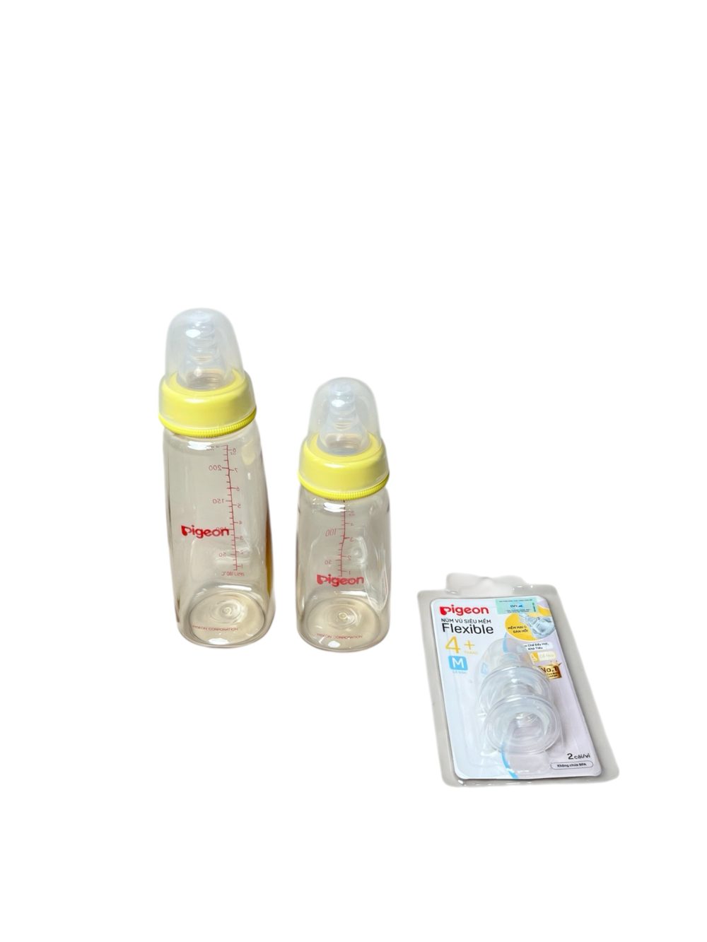 22c18b54610c4efab40d03a2e3afe164 Set 2 bình sữa PPSU cổ hẹp Pigeon 160ml, 240ml ( no box) kèm núm ti size 4m+ - Ảnh 1