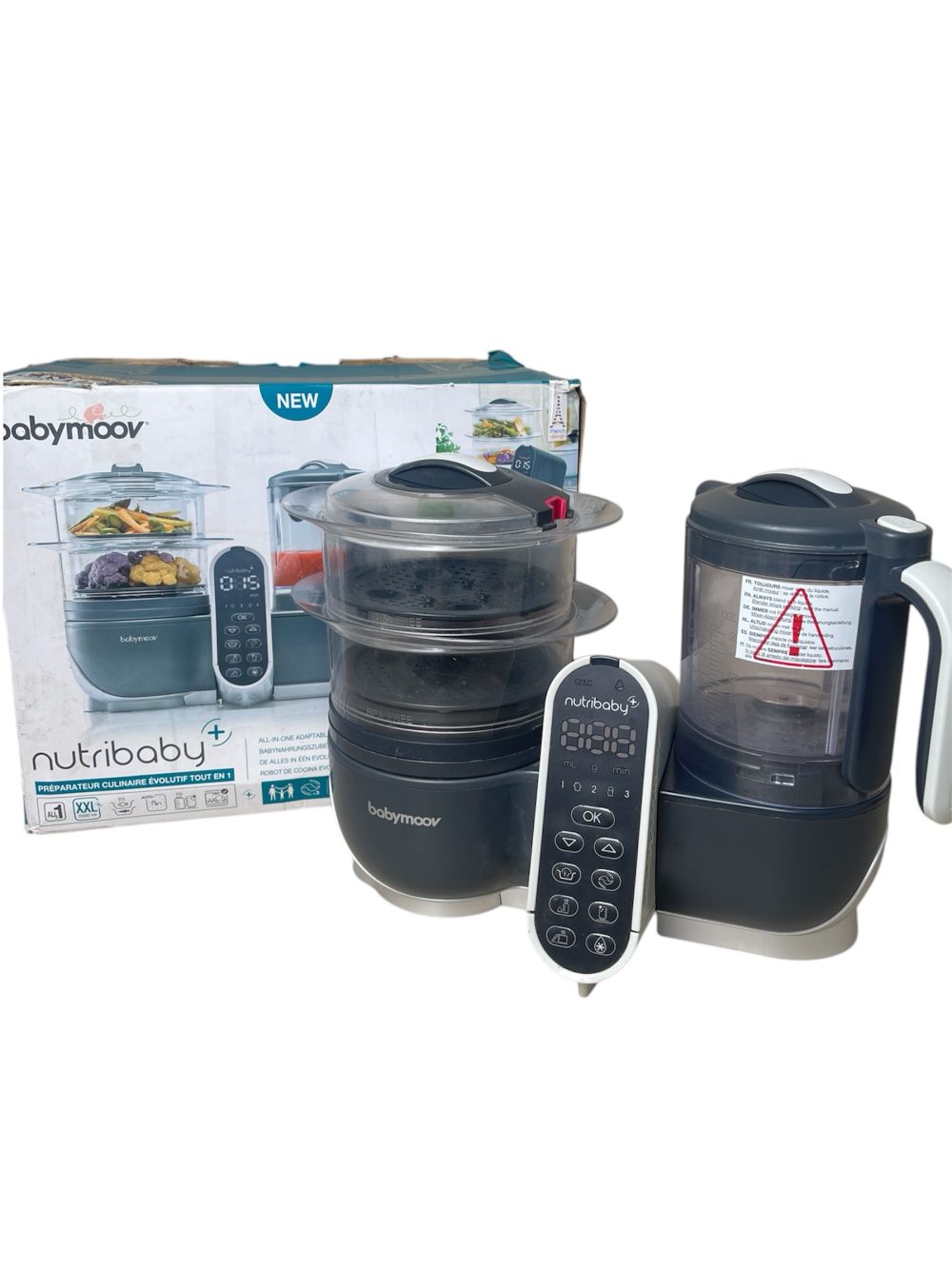 249e00470ee24edf9360c281324aded2 Máy tiệt trùng xay hấp đa năng Babymoov Nutribaby Plus 5 in 1 ( full box) - Ảnh 1