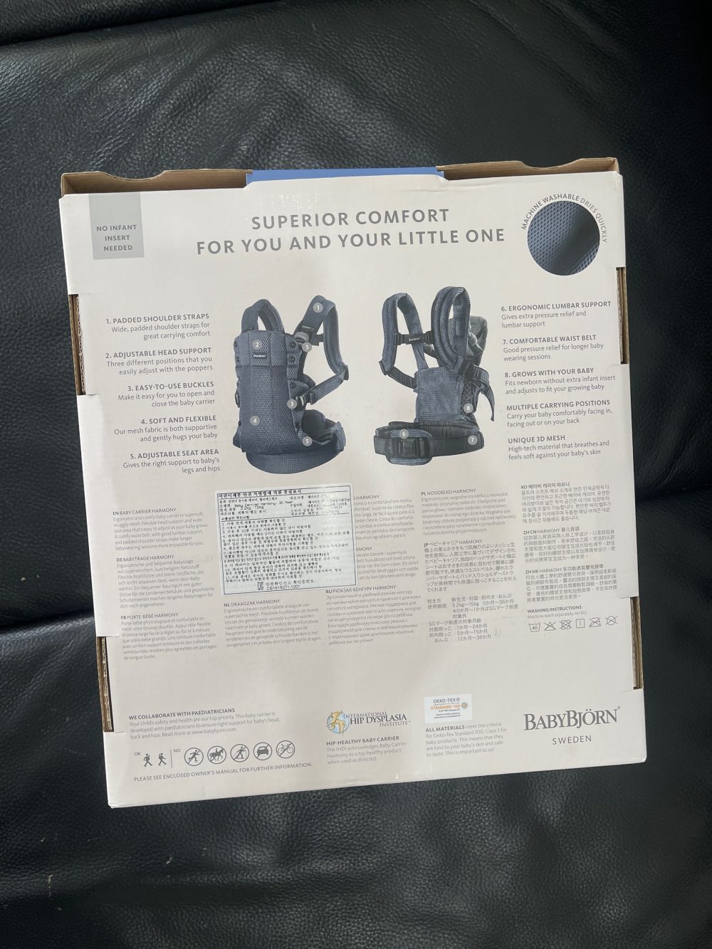 Địu Baby Bjorn Harmony màu đen (0->3y, 3.2 -> 15kg, full box) - Ảnh 10