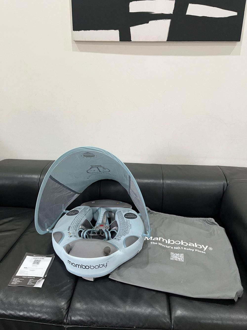 Phao bơi ngực Mambobaby màu xanh hoạ tiết bọ rùa có mái che ( size: 3->24m~ 6->18kg) - Ảnh 3