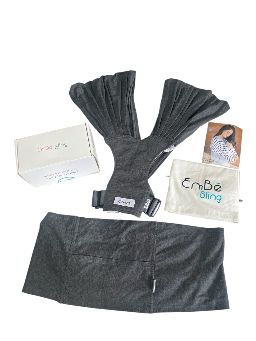 2c0a1df499b744148faf7eadaa3adf1a Địu vải Embé Sling màu Novasoft Charcoal, Flex plus ( size: 0-> 24m) full box. - Ảnh 1