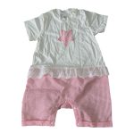 Bộ body liền cộc tay La Pomme in hoạ tiết màu hồng (12→18m)