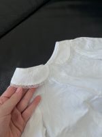 Set áo phối ren trắng, quần bí màu xám Nous Petit à petit (size 6m) - Ảnh 16