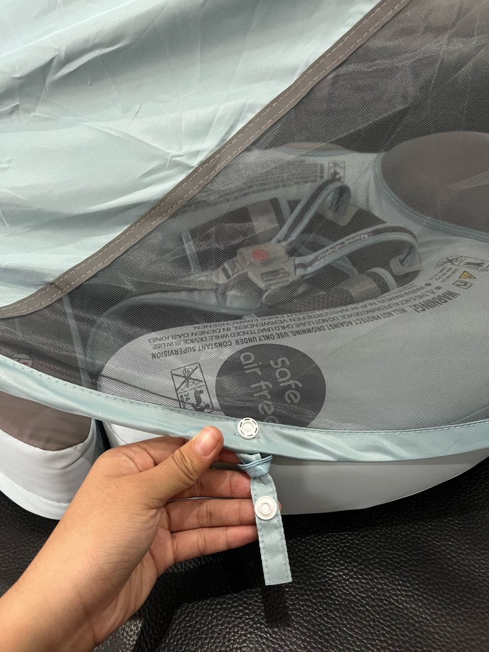 Phao bơi ngực Mambobaby màu xanh hoạ tiết bọ rùa có mái che ( size: 3->24m~ 6->18kg) - Ảnh 7