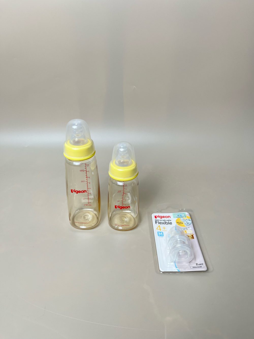 Set 2 bình sữa PPSU cổ hẹp Pigeon 160ml, 240ml ( no box) kèm núm ti size 4m+ - Ảnh 4