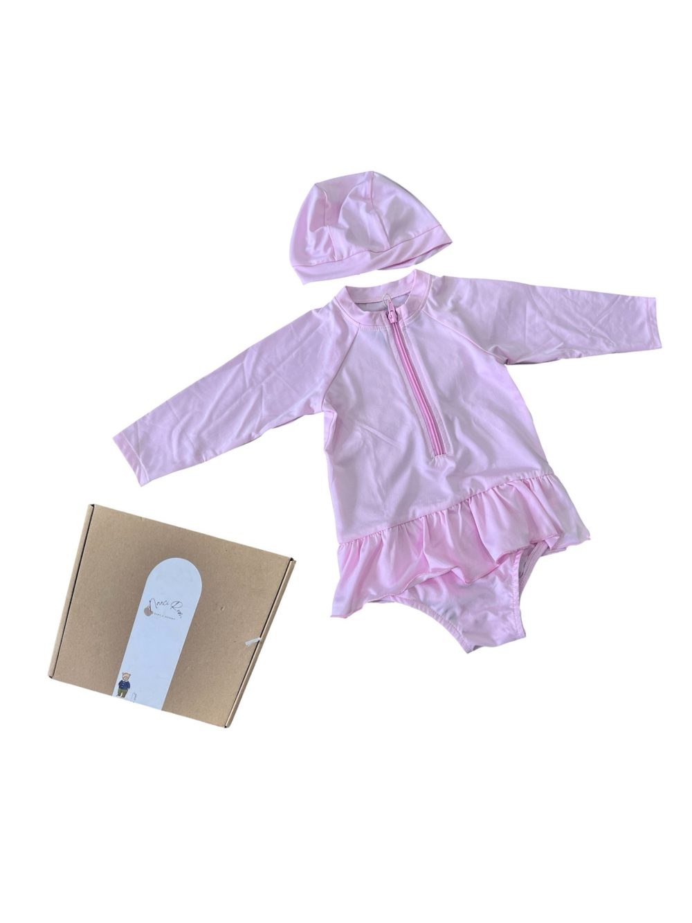 433ba74c8f3142eeb175d790ae75876b Swimsuit dài tay màu hồng kèm mũ Nanci (size 11→13kg) - Ảnh 1
