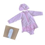 Swimsuit dài tay màu hồng kèm mũ Nanci (size 11→13kg)