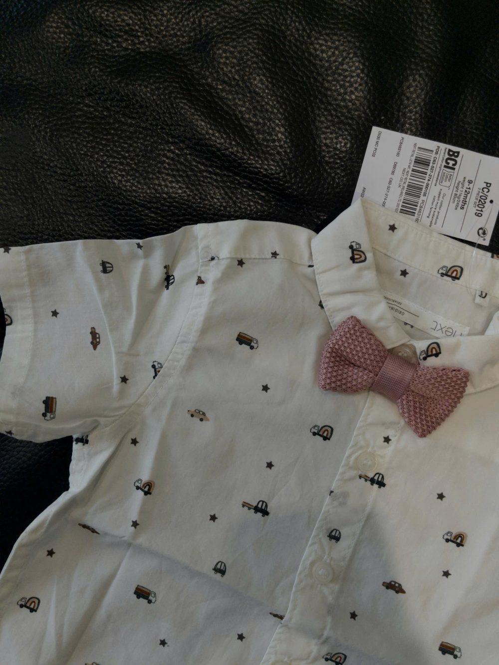 Áo sơ mi tay ngắn Nextbaby kèm nơ hồng hoạt tiết oto (size: 9/12m, 5/6y, 6/7y) - Ảnh 3