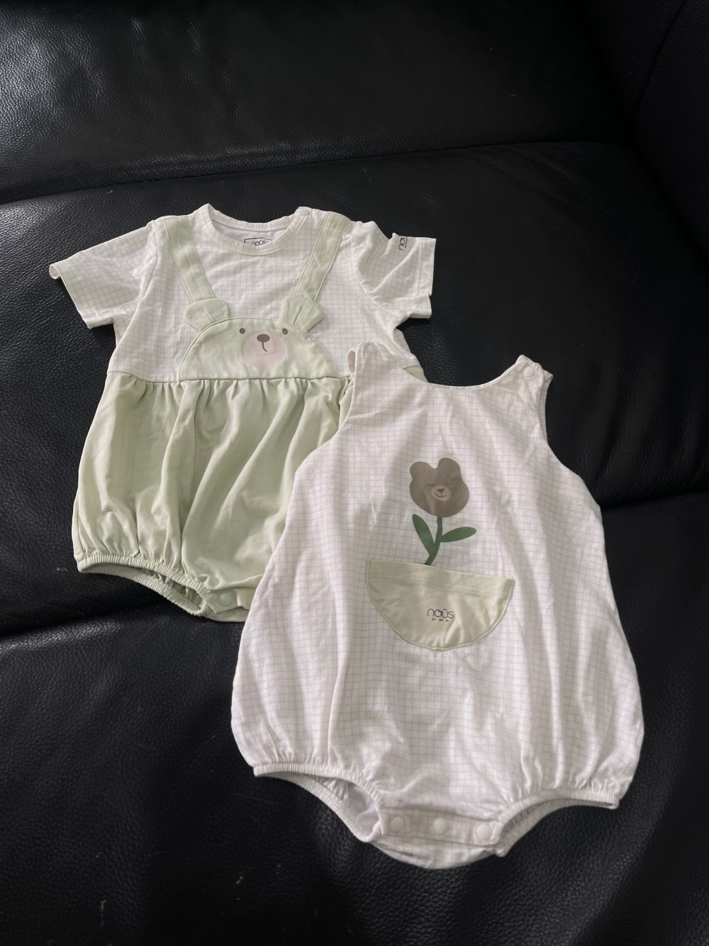 Set 2 bodysuit cộc tay xanh lá, caro Nous (Size: 0->3m) - Ảnh 5