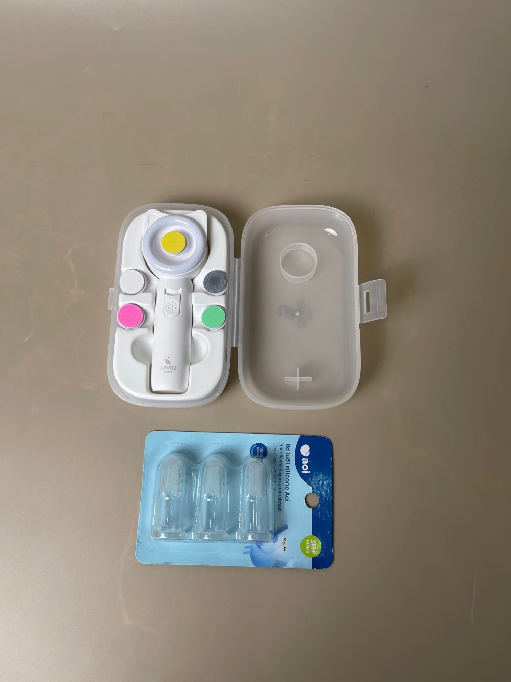 Bộ cắt dũa móng tay cho bé Moaz BéBé & combo 3 rơ lưỡi & bàn chải xỏ ngón - Ảnh 3