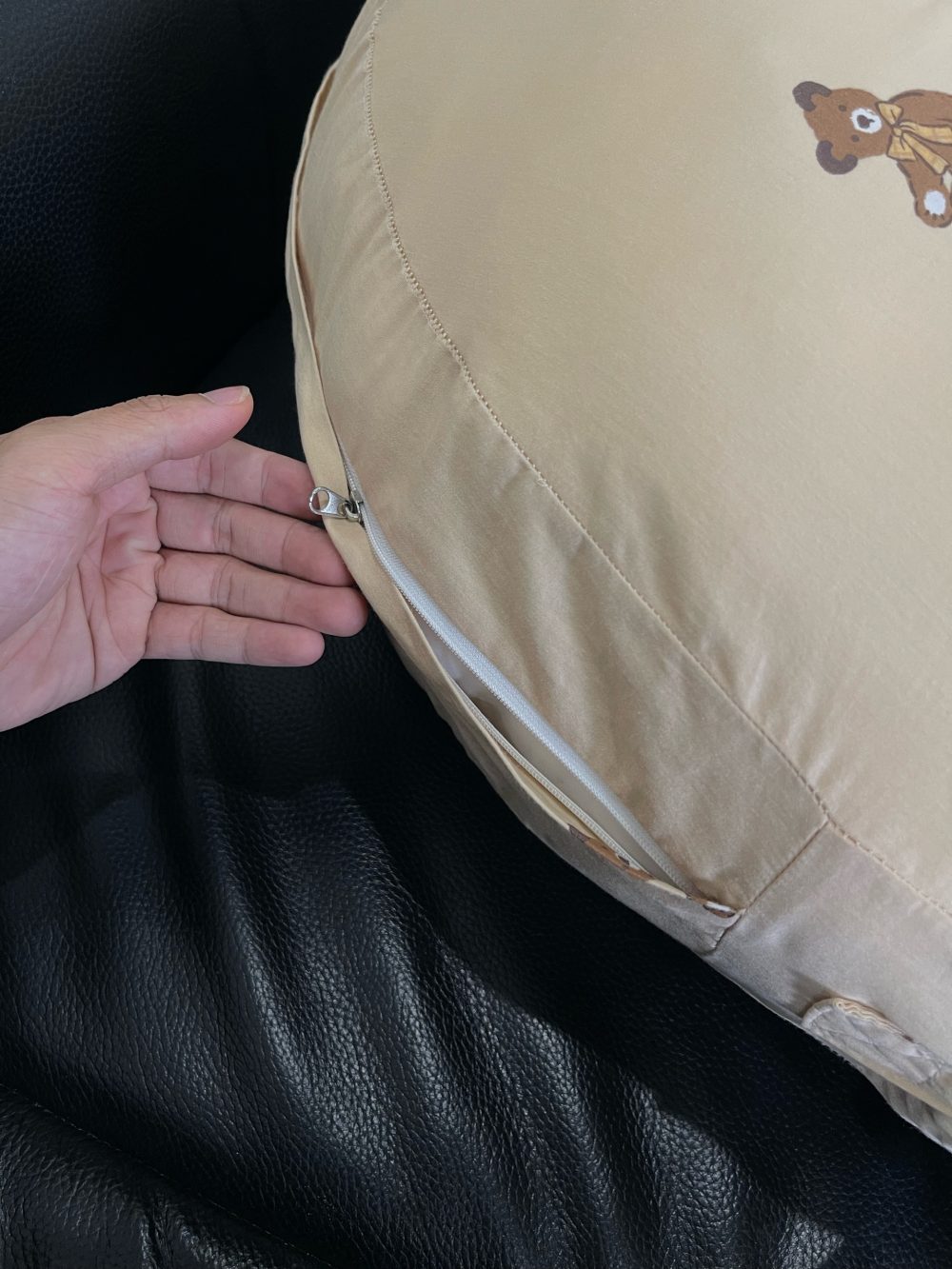 Gối chống trào ngược Dono&Dono vải 4 mùa (hoạ tiết gấu teddy) + kèm vỏ gối hoạ tiết thỏ hồng - Ảnh 12