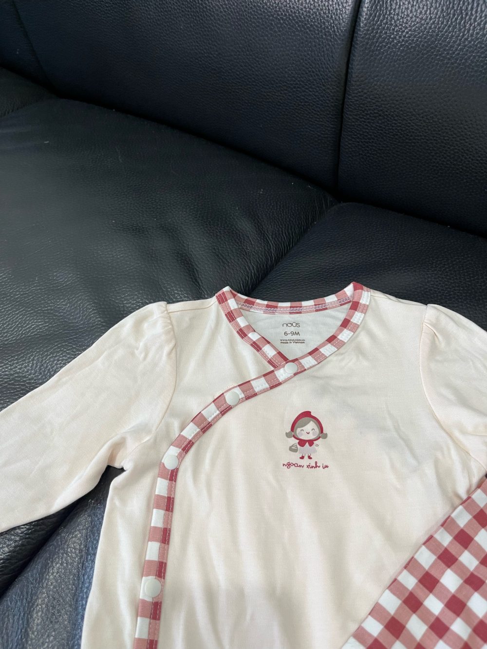 Set 2 bodysuit Nous hoạ tiết caro đỏ ( size: 6->9m) - Ảnh 4