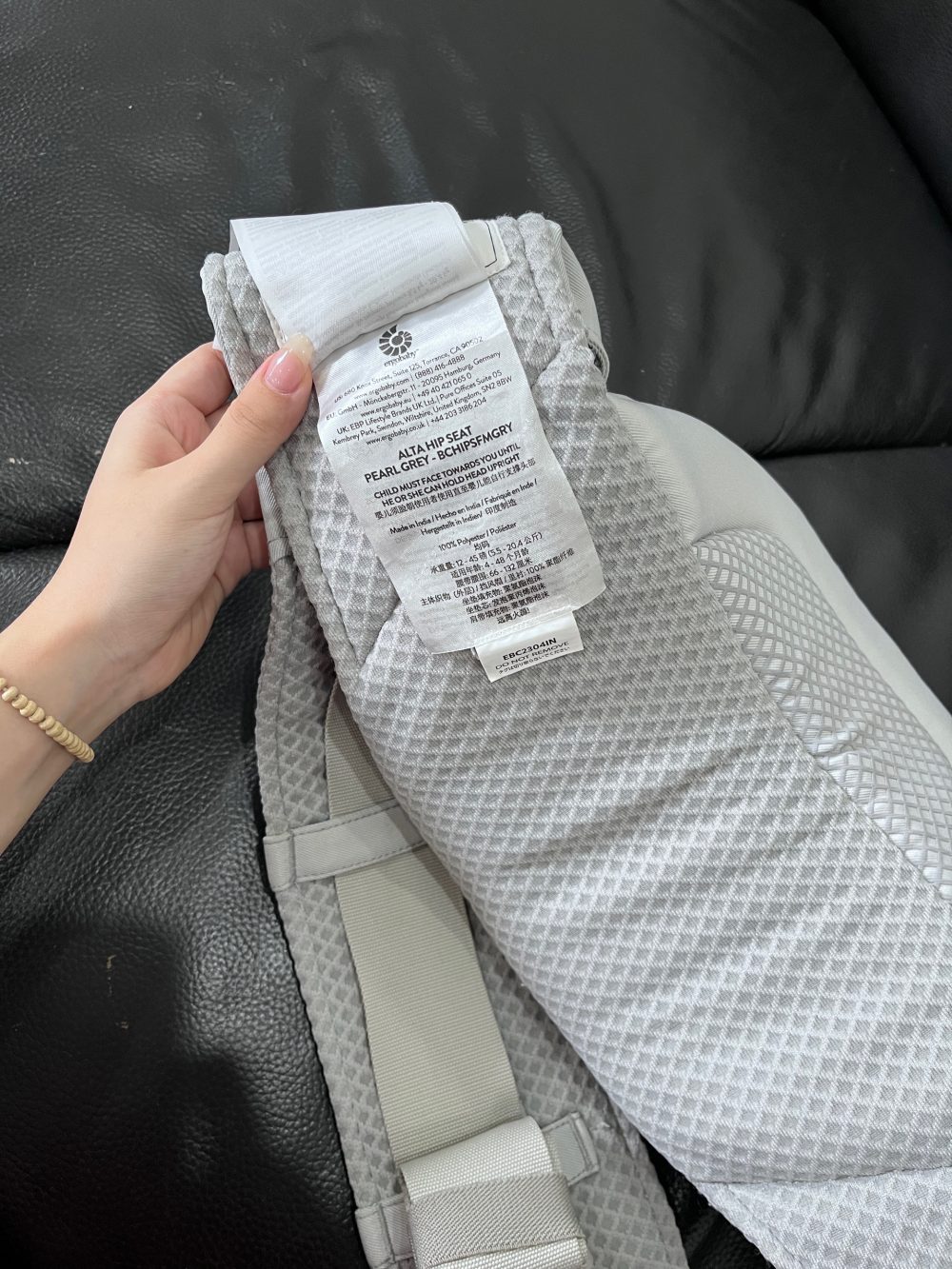 Địu Ergobaby Alta Hip Seat, Pearl Grey( size: 5kg5->20kg ~ 4->48m) full box - Ảnh 12