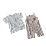 Bộ yếm rời kèm áo cộc tay La Pomme màu nâu (size 6→9m)