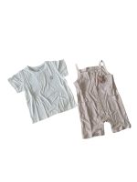 Bộ yếm rời kèm áo cộc tay La Pomme màu nâu (size 6→9m)