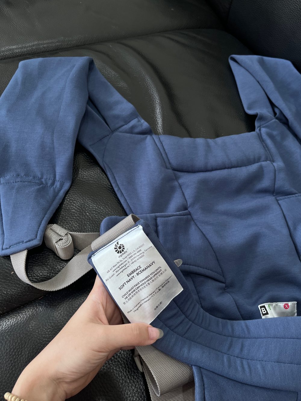Địu Ergobaby Embrace Soft Air Mesh màu xanh (0→2y, tối đa 11kg) full box - Ảnh 7