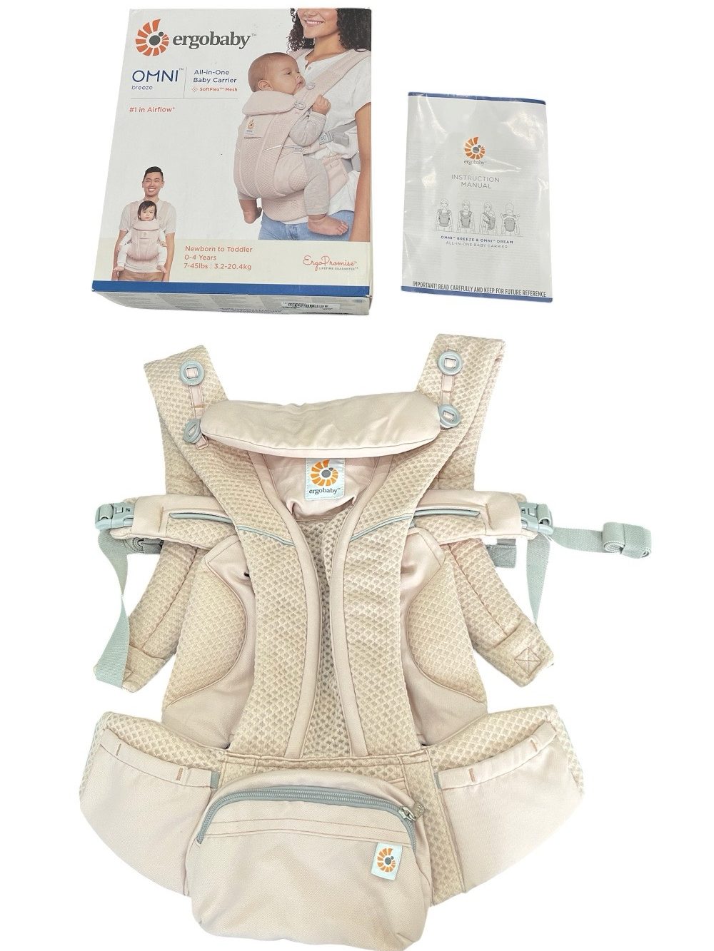 Địu Ergobaby Omni Breeze, Pink Quartz (size: 3.2->20kg ~ 0->48m) full box