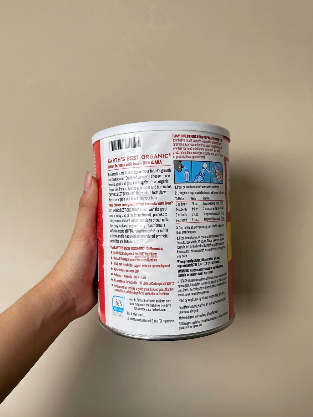 Sữa Earth’s Best Organic Dairy Infant Powder Formula (907g) 0-12 tháng. Date: 13/01/2028 - Ảnh 5