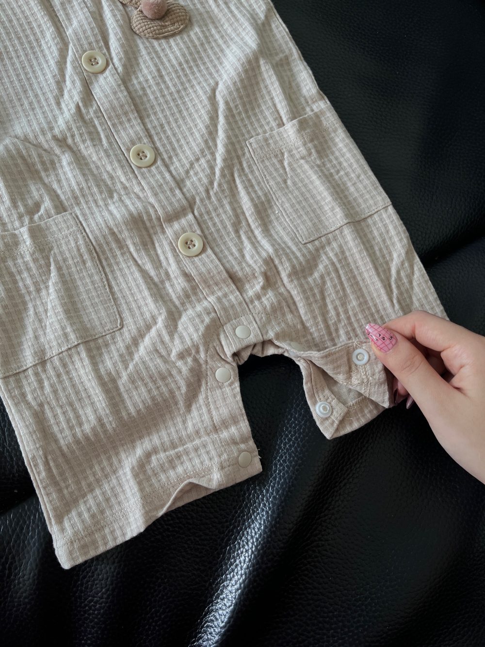 Bộ yếm rời kèm áo cộc tay La Pomme màu nâu (size 6→9m) - Ảnh 6