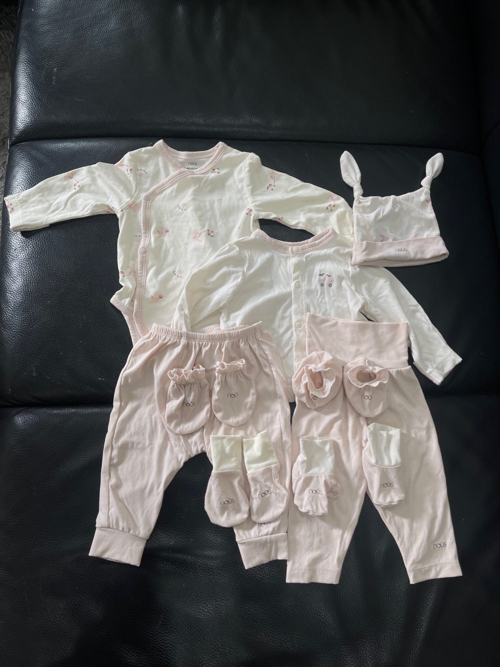 Set đồ Nous màu trắng/hồng (Size: 0->3m) - Ảnh 4