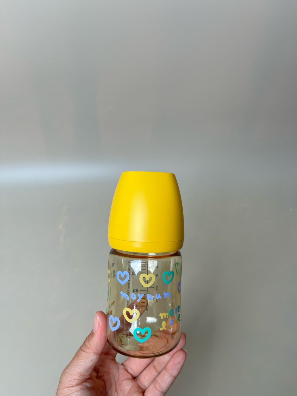 Set 2 bình sữa moyuum hoạ tiết mèo, trái tim 160ml ( size: 1/2) - Ảnh 2