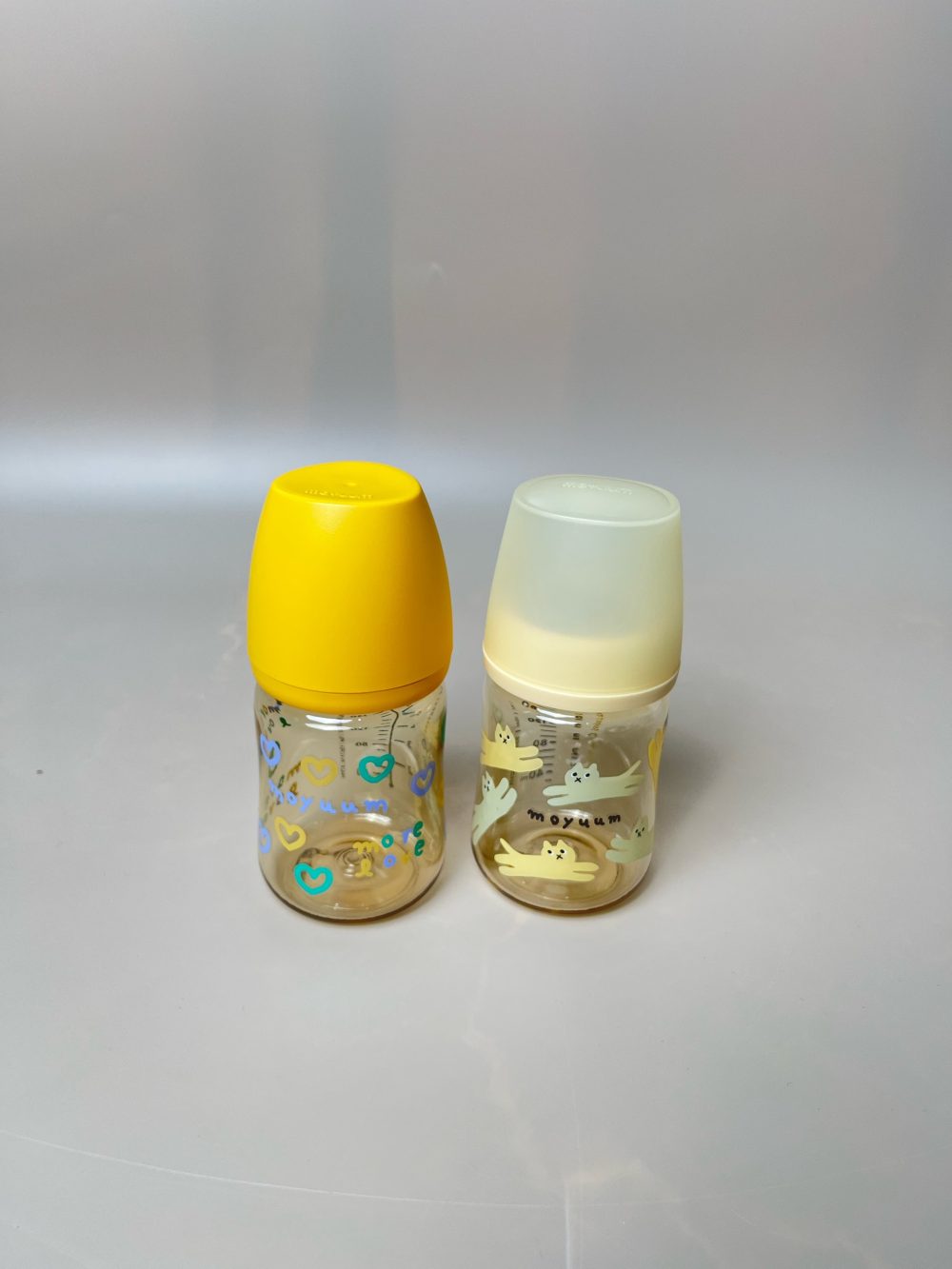 Set 2 bình sữa moyuum hoạ tiết mèo, trái tim 160ml ( size: 1/2) - Ảnh 4