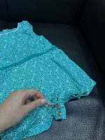 Set áo dài hồng phối quần lụa xanh tặng kèm bodysuit Obaibi màu xanh (size: 9→12m) - Ảnh 3