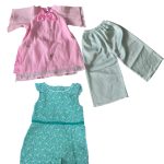 Set áo dài hồng phối quần lụa xanh tặng kèm bodysuit Obaibi màu xanh (size: 9→12m)