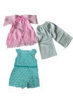 Set áo dài hồng phối quần lụa xanh tặng kèm bodysuit Obaibi màu xanh (size: 9→12m)