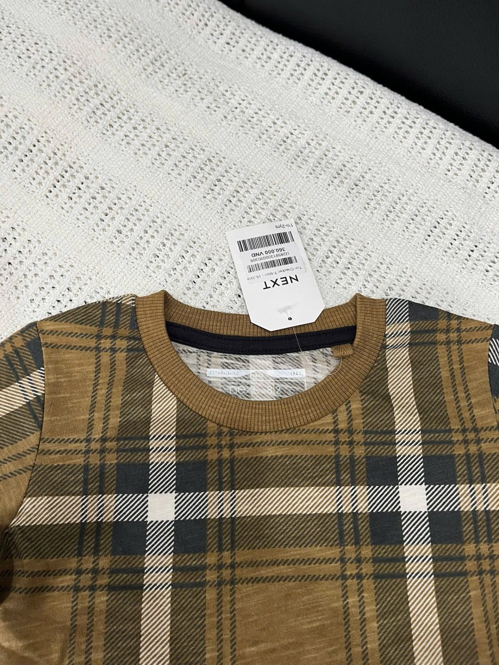 Áo thun cotton kẻ caro đen Next baby màu nâu (size:9/12m,12/18m,18/24m,2/3y) - Ảnh 6