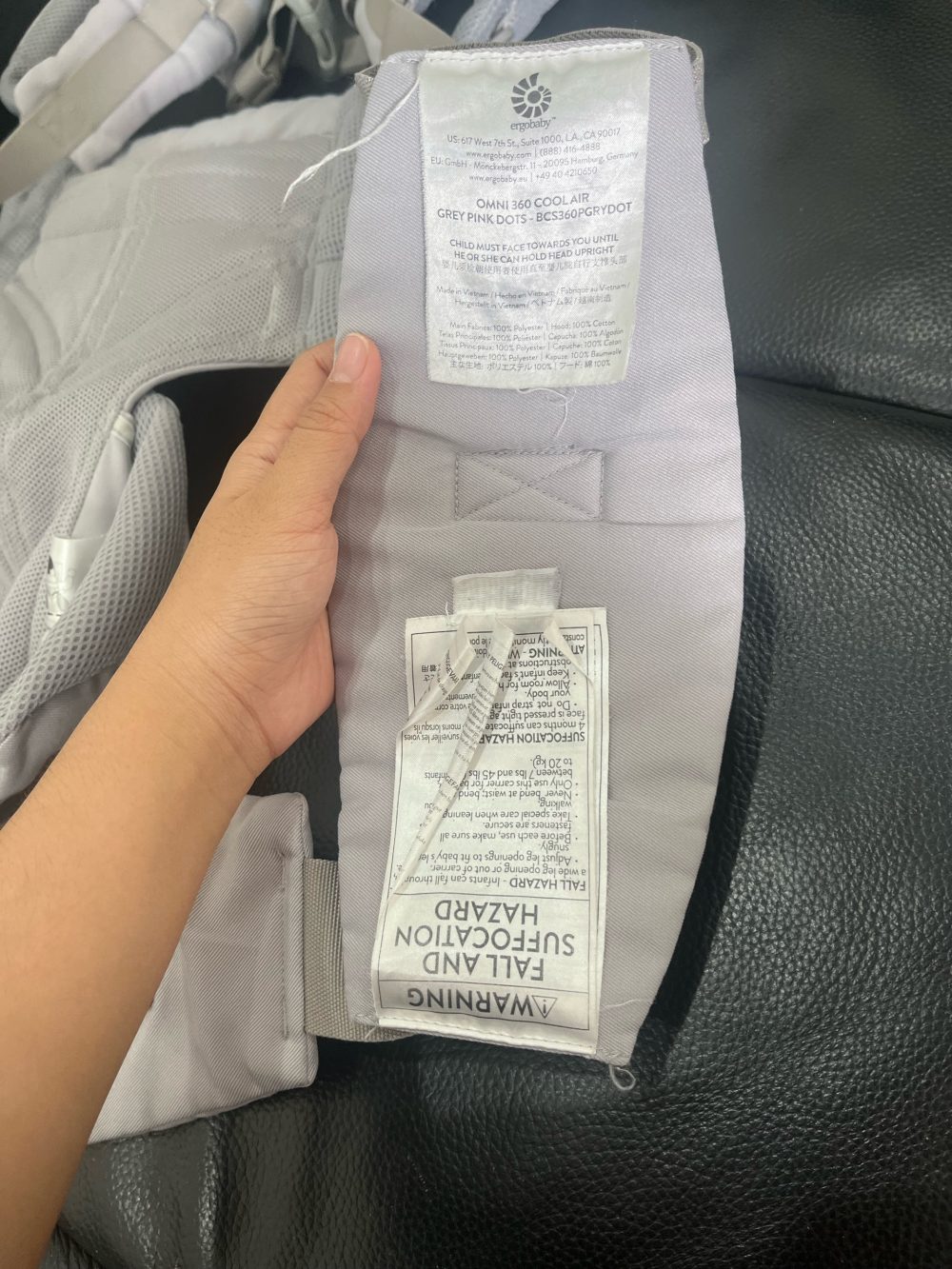 Địu Ergobaby Omni 360 Cool Air Mesh, Pearl Grey (size: 3kg2->20kg~ 0->48m) - Ảnh 12