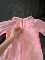 Áo dài cách tân thêu hoa màu hồng Tutupetti kèm quần no brand (13→15kg) - Ảnh 5