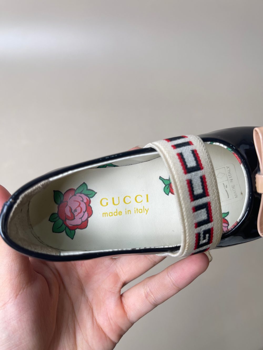 Giày búp bê Gucci da bóng màu đen - auth (fullbox) - size 21 (lòng chân 13-13.5cm) - Ảnh 6