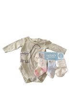 Set bộ bodysuit tay dài khủng long Rabbit Bear và combo 3 đôi tất Carter’s