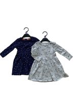 Set 2 đầm tay dài Mother Care hoạ tiết màu xám, xanh