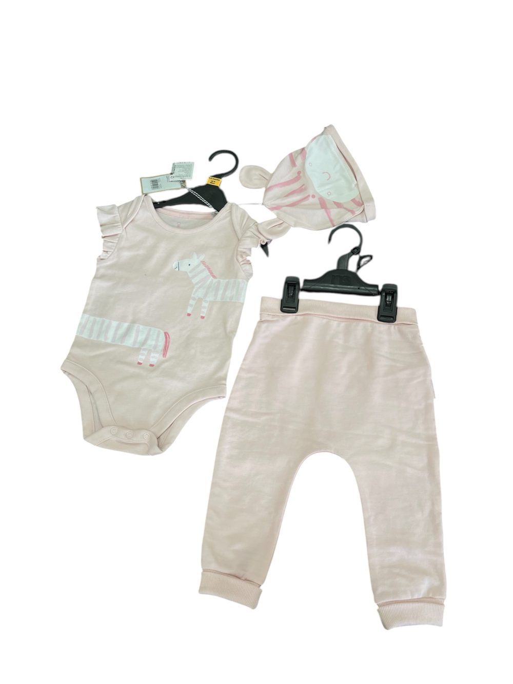 Set bodysuit, quần dài và mũ Mothercare màu hồng (size:9→12m) - Ảnh 1