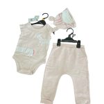 Set bodysuit, quần dài và mũ Mothercare màu hồng (size:9→12m)