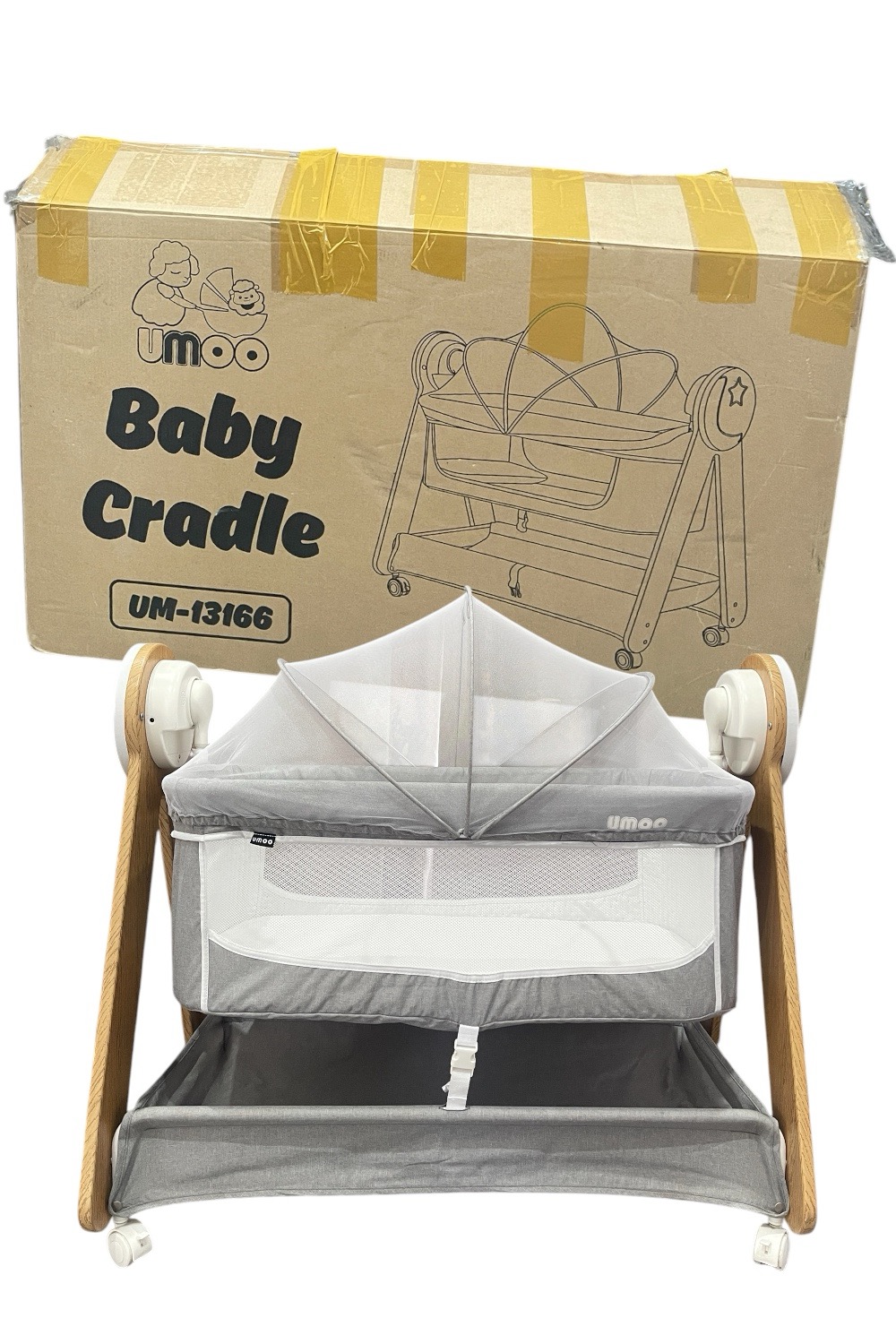 9c1515ad59374b848e74108ca773b29c Nôi điện Umoo UM-13166 màu xám (0->24m, full box) - Ảnh 1
